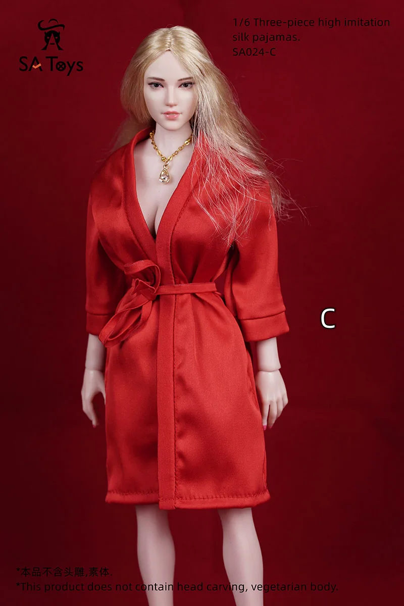 

1/6 Female 3cps/set Silk Pajamas Lace Corset Shorts Nightgown Set Soldier Clothes Model Fit 12'' Action Figure Body