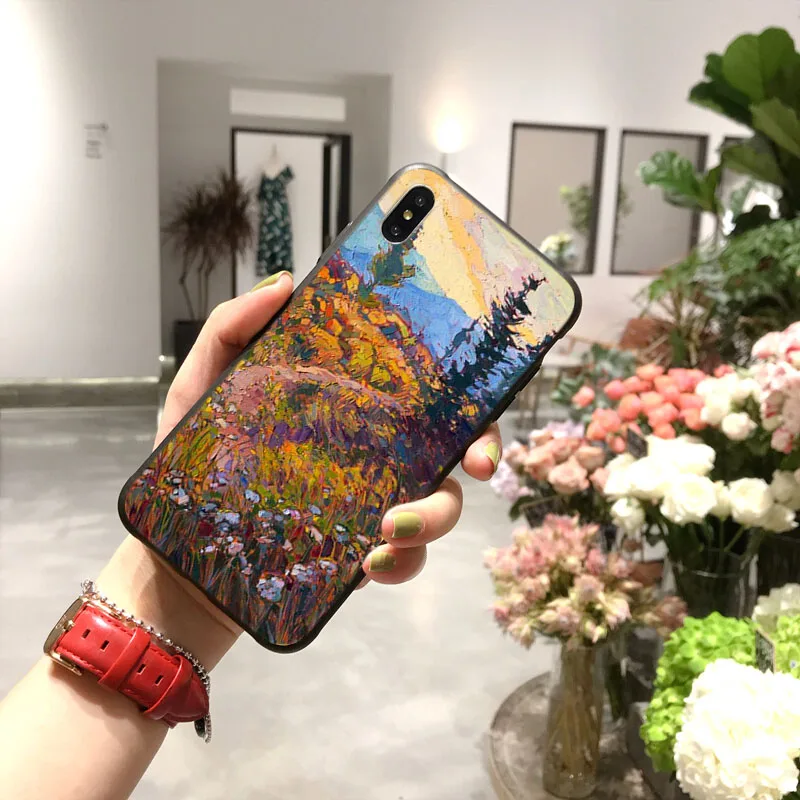 Ван Гог Картина маслом ТПУ мягкий силиконовый черный чехол для телефона iPhone 11 pro XS