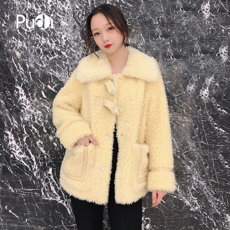 PUDI TX107203 Женская Зимняя яркая натуральная шерсть мех внутри теплая куртка пальто Женская Классическая куртка, пальто