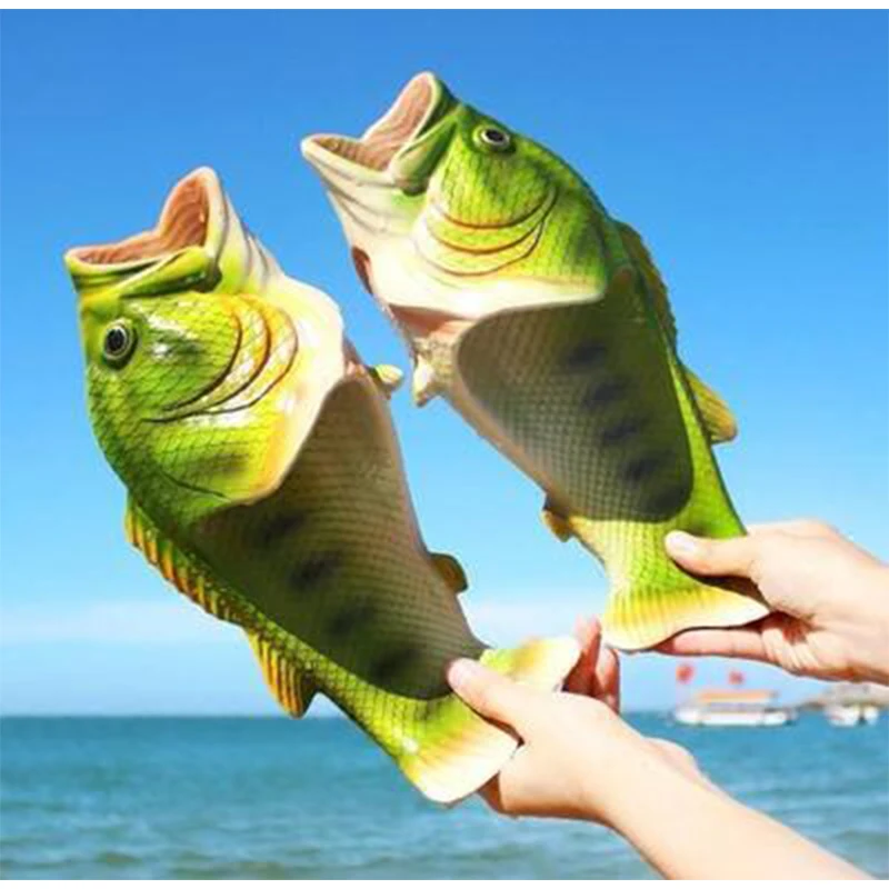 Fish Funny Slippers Women Men Non-slip Family Lovely Lobster Shoes Summer Beach Sandles Flat 2021 Slides Outdoor Home Footwear