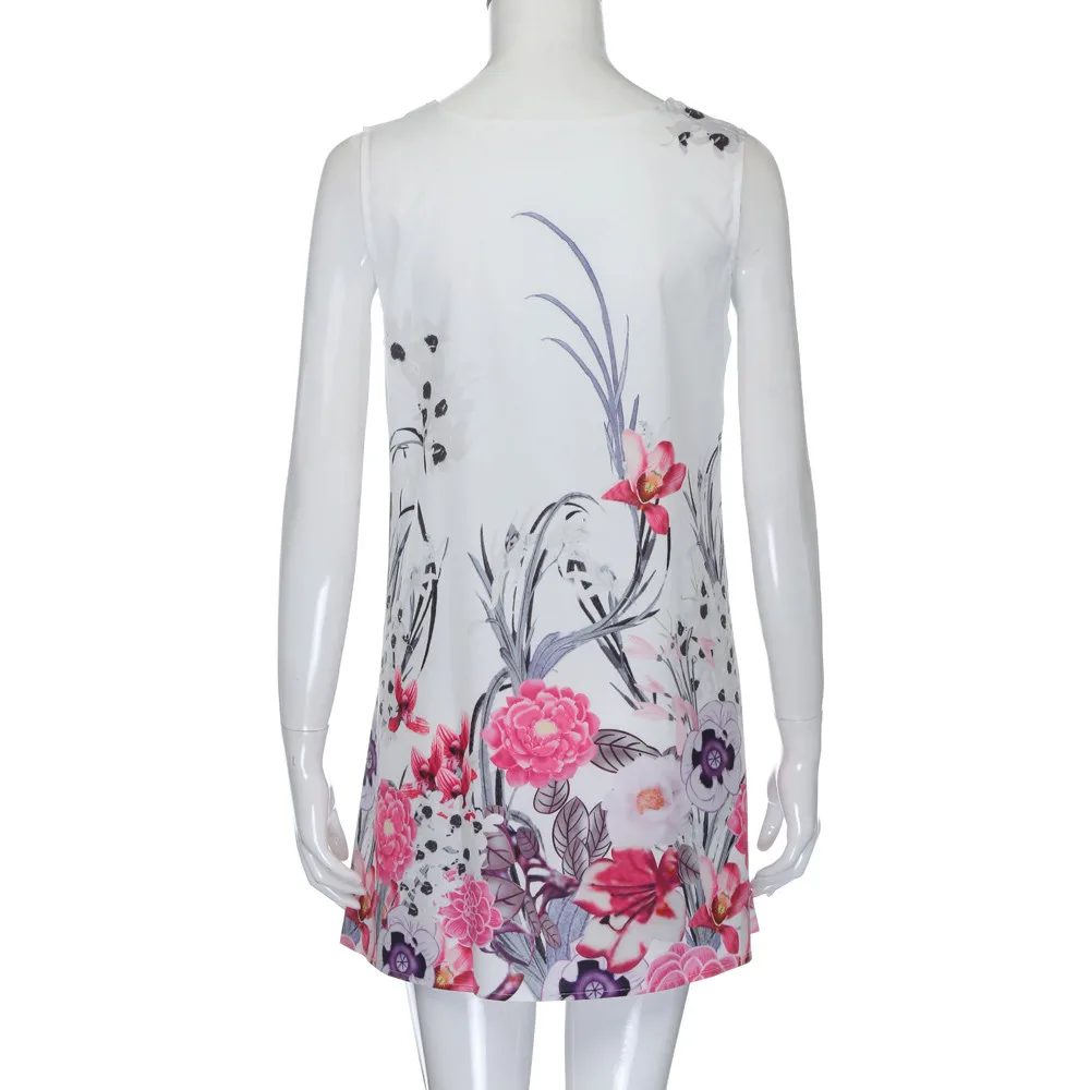 Винтажное богемное женское летнее пляжное Короткое мини платье без рукавов с