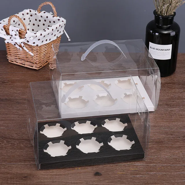

5Pieces Transparent Portable Cupcake Box Bread Cake Boxes Clear PVC Cake Dessert Packaging Cases Cake Holders Event Party Supply