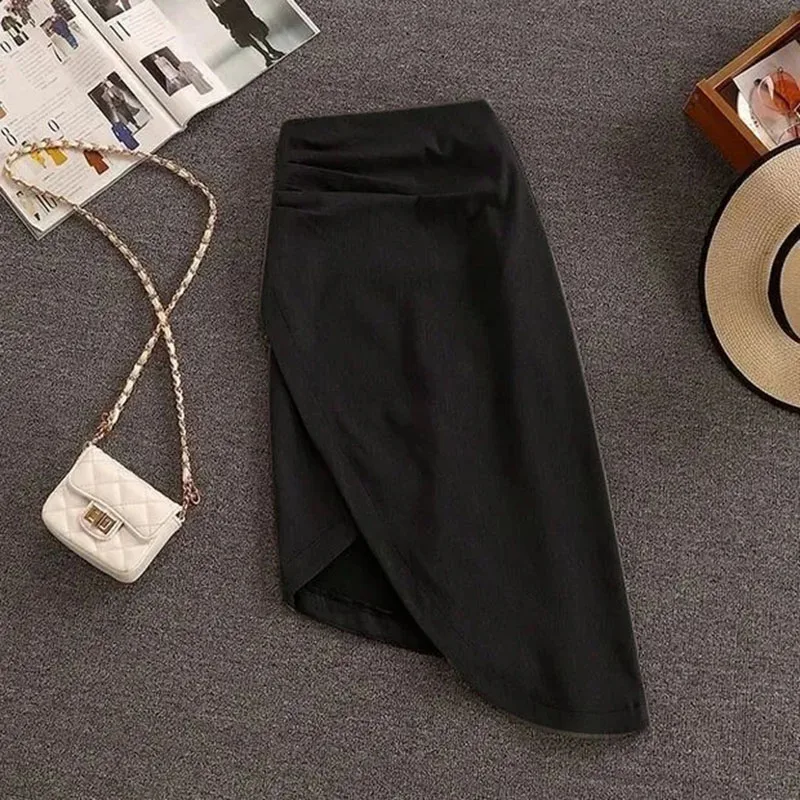 

Fashion Street Knitted T-shirt Large Top Two Piece Set Women Office Elegant High Waist Skirt Suit Korean Style Soft Knitte Suit