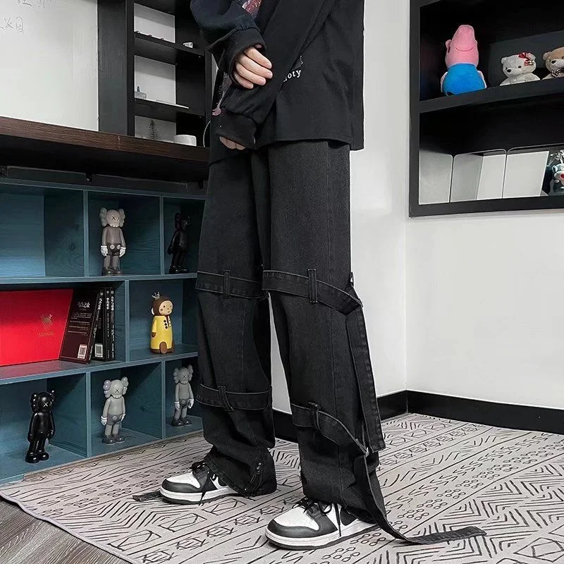 

Джинсы мужские свободные прямые из денима, с широкими штанинами, в стиле Харадзюку