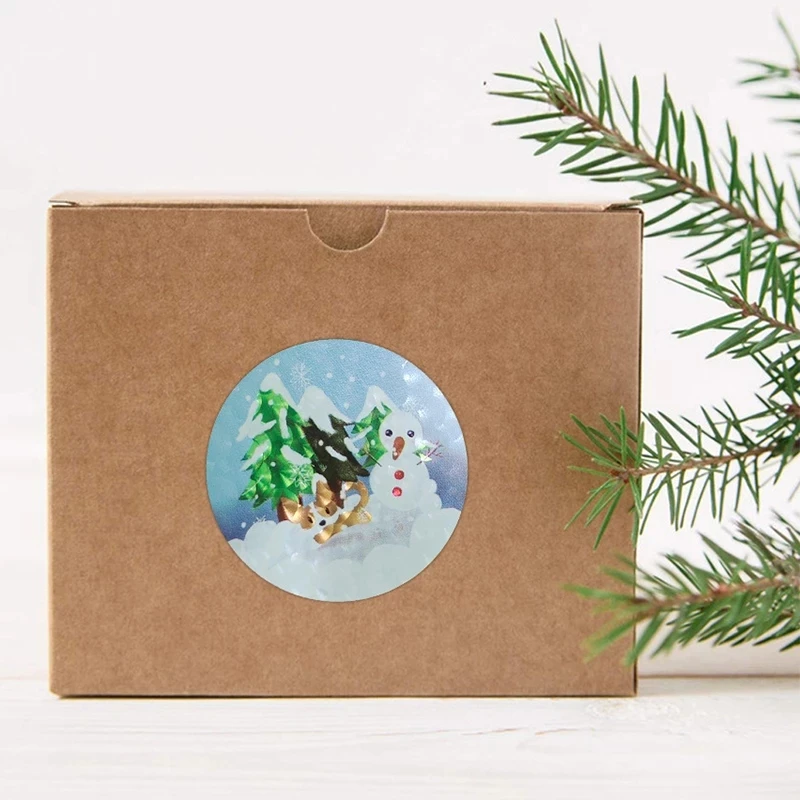 Высококачественные бронзовые рождественские наклейки в рулоне красочные 250 штук