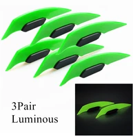 3pair fluorescent universal motorcycle side green winglets wind fin spoiler trim cover air deflector