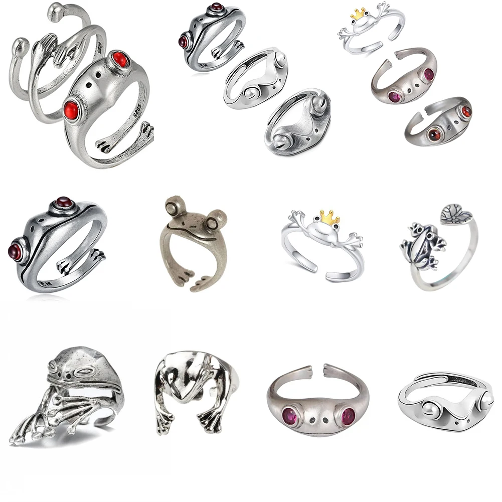 Открытые Кольца в виде лягушки ретро с красными глазами лягушка Жаба