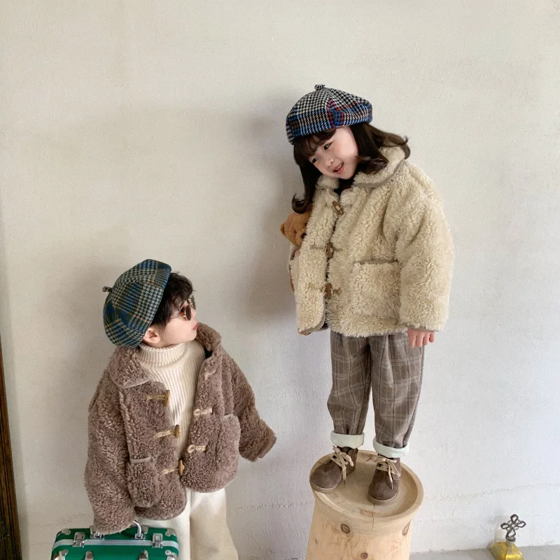 

Kids Winter Jackets 2020 New Arrival Baby Velvet Thicken Coats Korean Style Fashion Warm Lambswool Jacket for Boys Girls 2-5 Y
