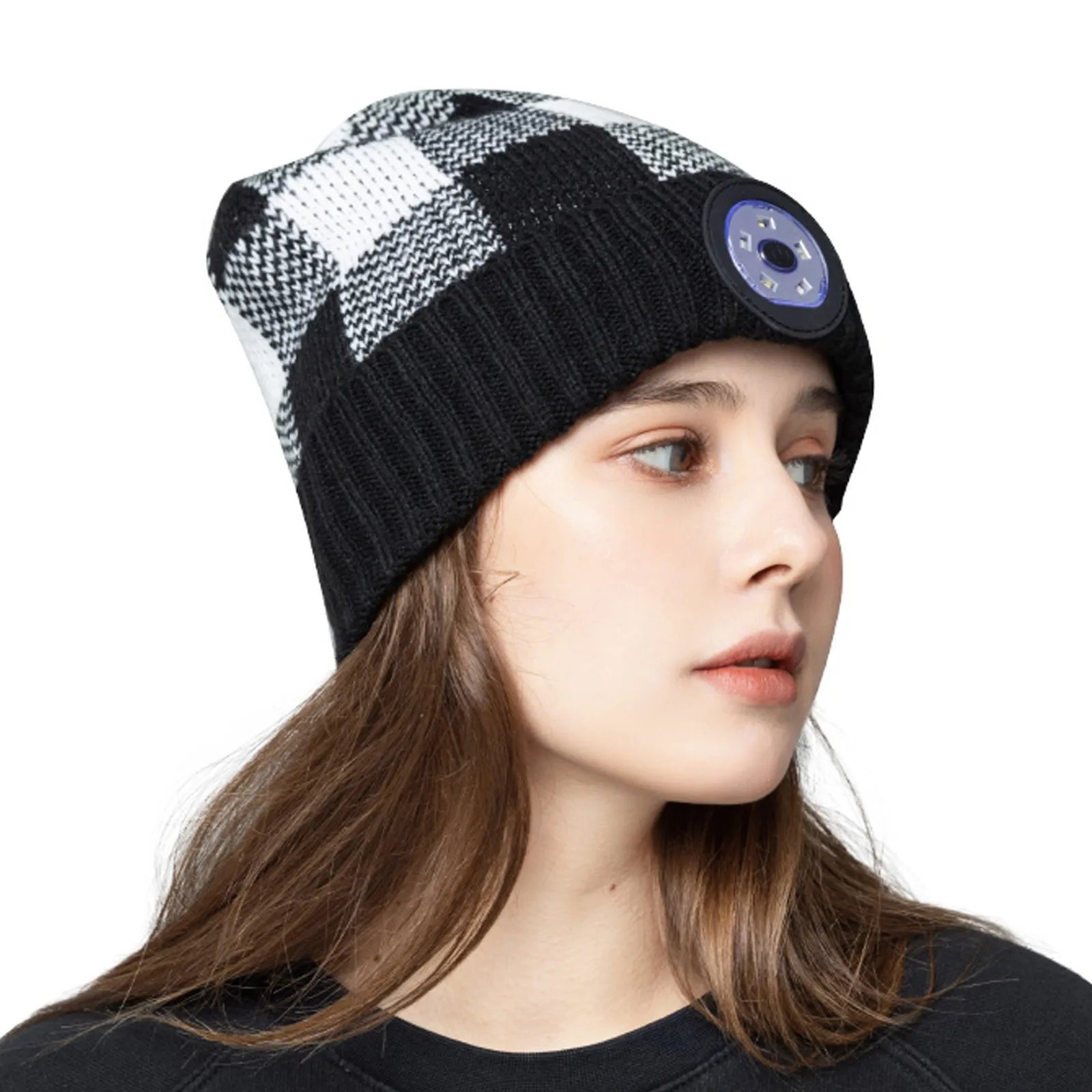 

Winter hat women music bluetooth LED knitted hat flashlight light outdoor sports hat men climbing camping warm beanie hat#2022