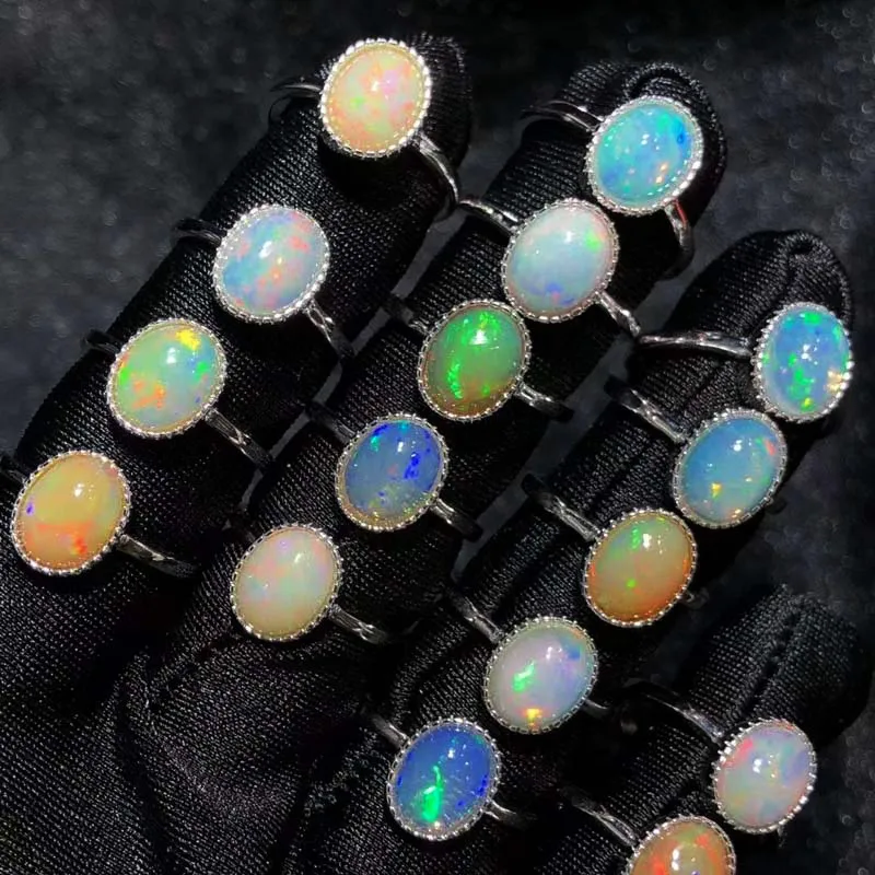 CSJ натуральный фиопийский опал кольца из стерлингового серебра 925 пробы 1 шт