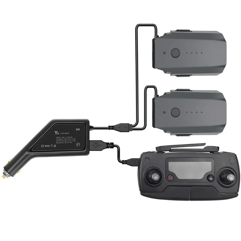 Автомобильное зарядное устройство 2 в 1 интеллектуальное с USB портом для DJI Mavic