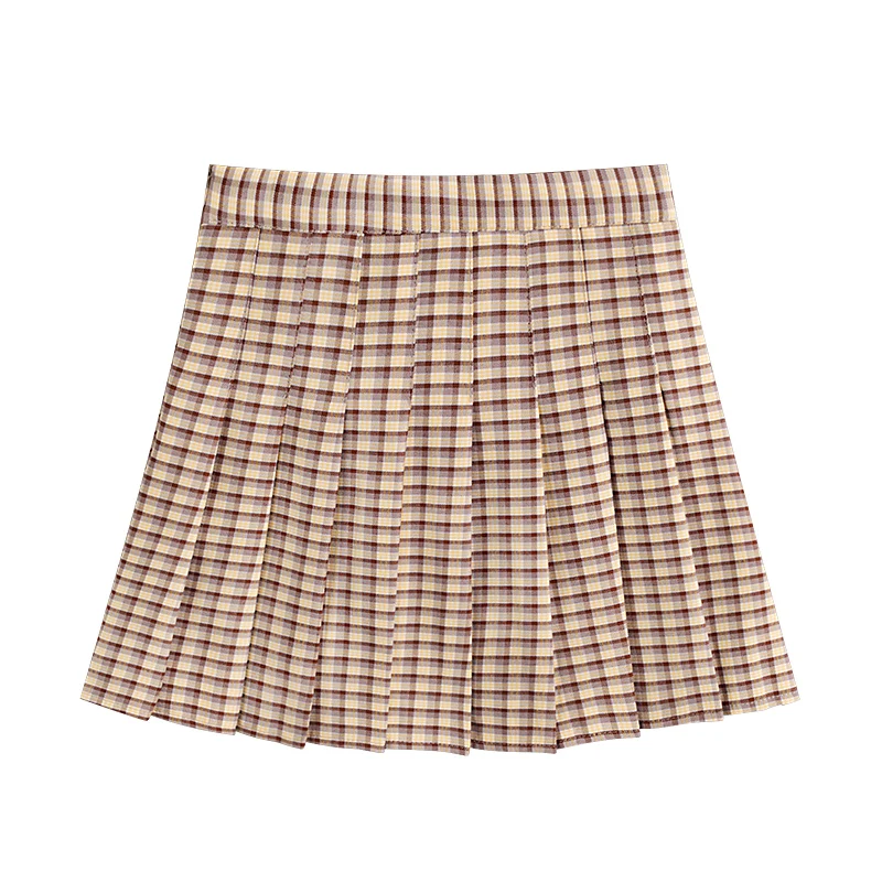 

Cotton Plaid Pleated Skirt for Women Pleat Skirt Femme