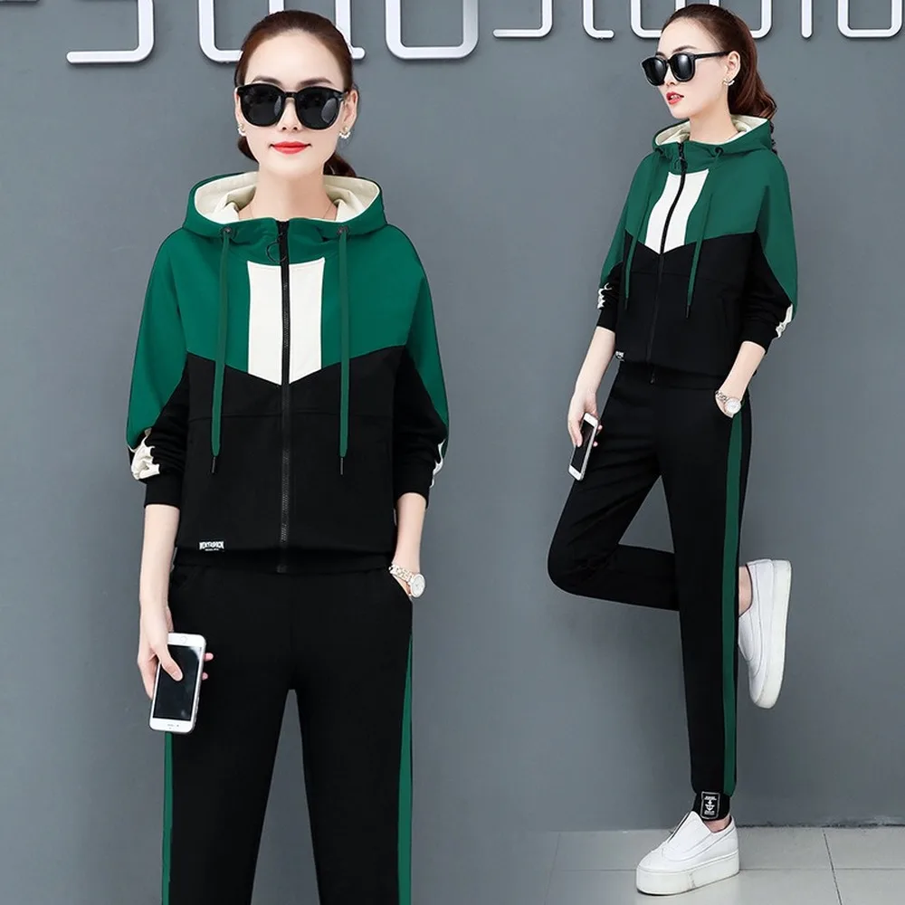 Новый спортивный костюм контрастных цветов для женщин комплект из 2 предметов