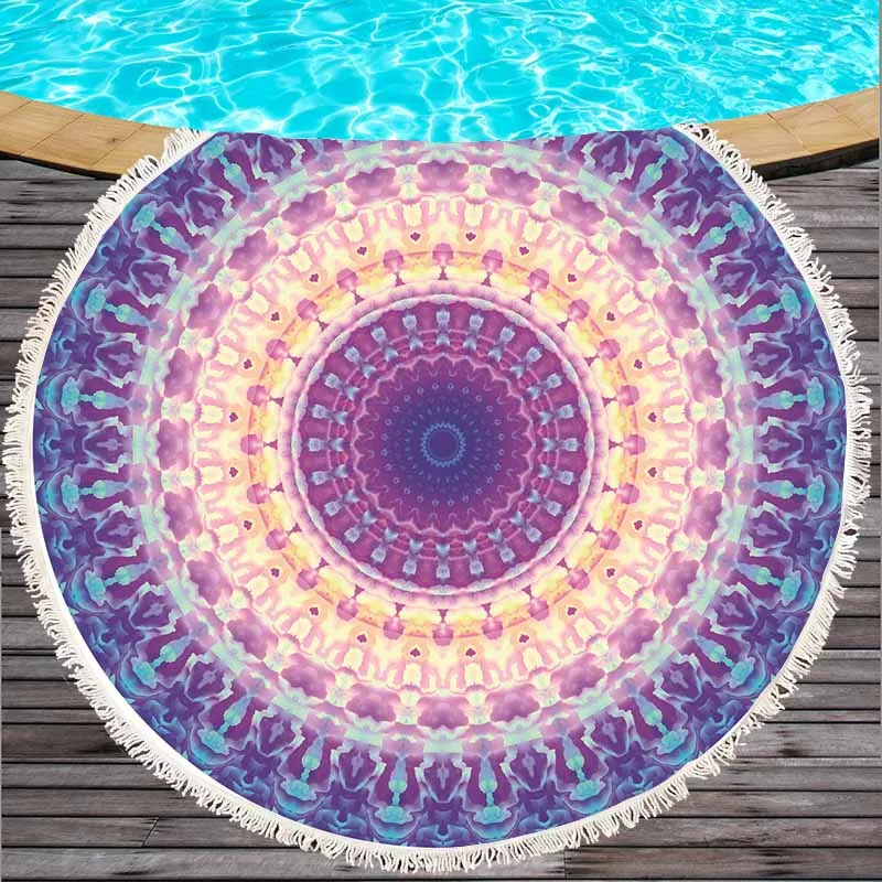 2018 летние 150 см большие размеры круглые пляжные полотенца с геометрическим