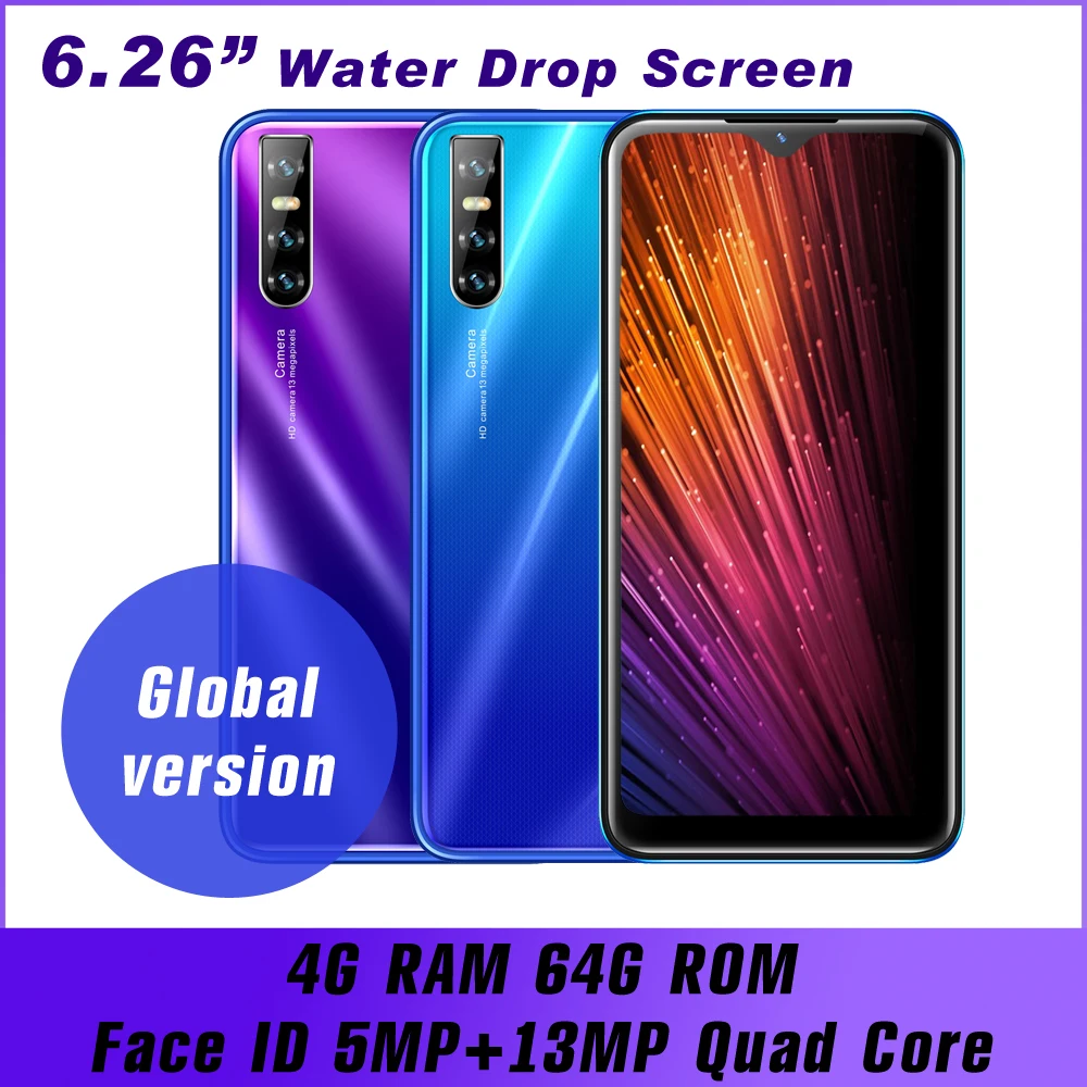 

Android Smartphones A30s 4G RAM 64G ROM Quad Core 13MP Celulares 6.26" Cellphone Face Unlocked Mobile Phones Water Drop Screen