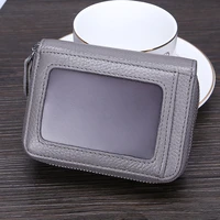 top layer cow leather organ style transparent window license case zipper pocket 6 colors option card holder