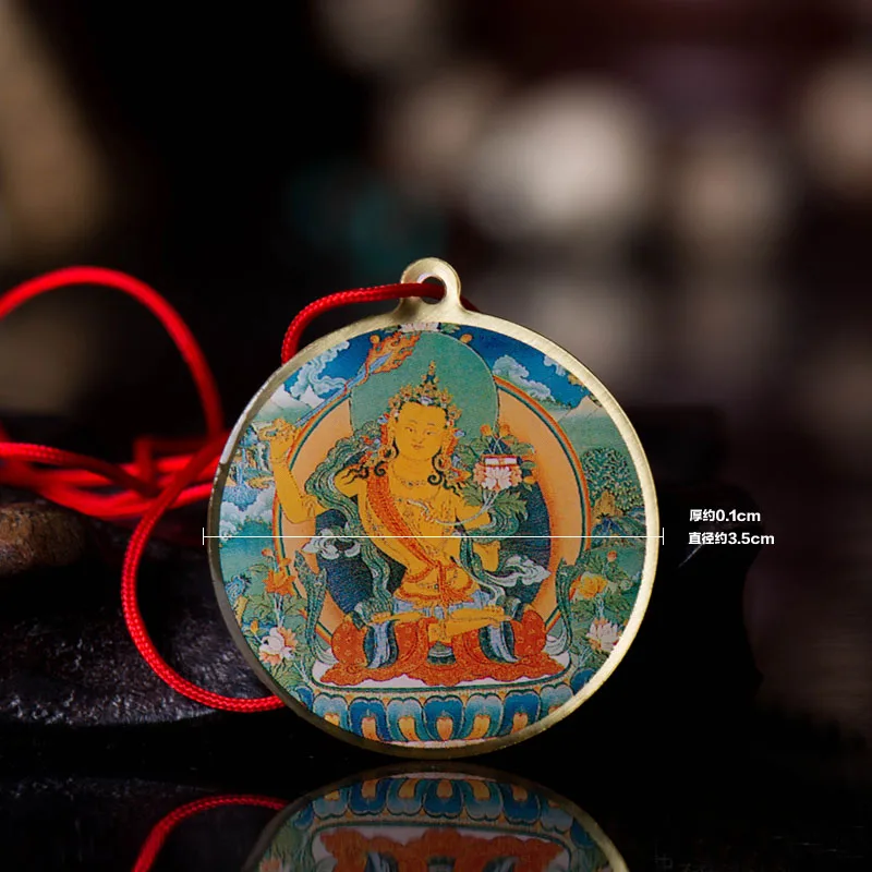 Статуя Будды Manjushri маленькая тибетская буддистская медная подвеска из фольги |