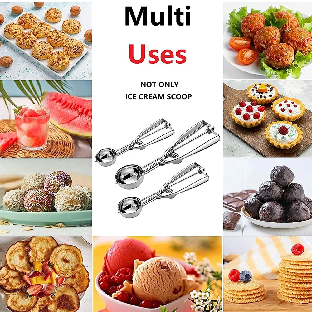 Ice Cream Scoops Stainless Steel Cookie Scoop 4cm 5cm 6cm Baking Biscuit Fruits Potato Watermelon Ball Kitchen Accessories |