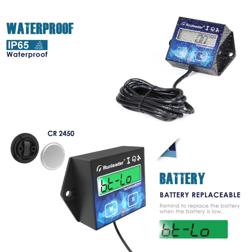 Тахометр газонокосилки HM011G цифровой индукционный счетчик часа манометр