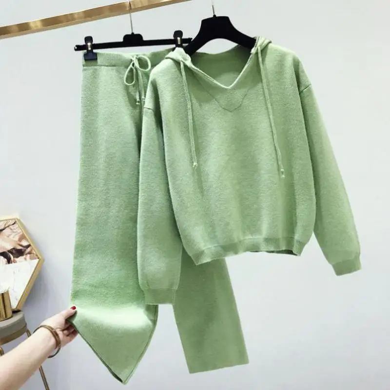 Женщины 2 шт. Комплект новой уличной одежды 2019 осень зима вязаный свитер топ +