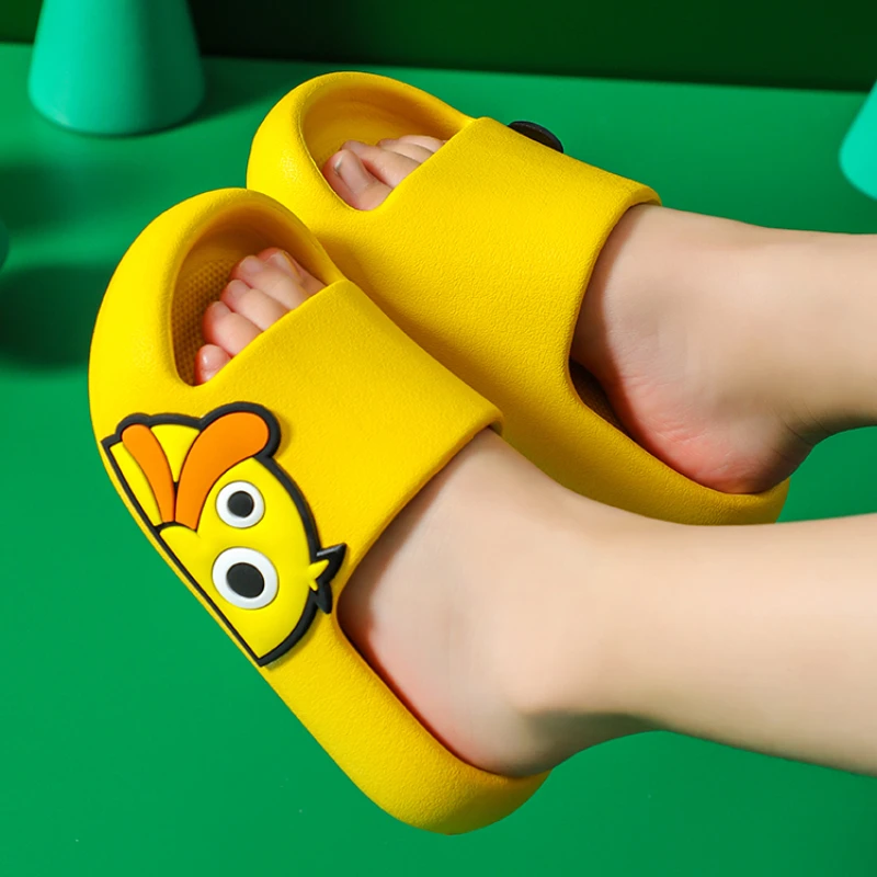 

Cartoon Duck Children Slippers Open Toe Non-Slip Home Bathroom Shoes Comfort Light Kids Slippers Summer Soft Sole Flats Shoes
