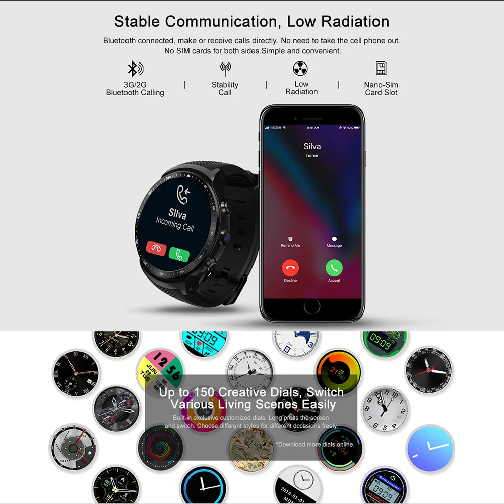 Zeblaze THOR PRO Smartwatch Phone GPS Camera Quad Core Smart Watch BT 4.0 Wearable Devices 1GB+16GB |