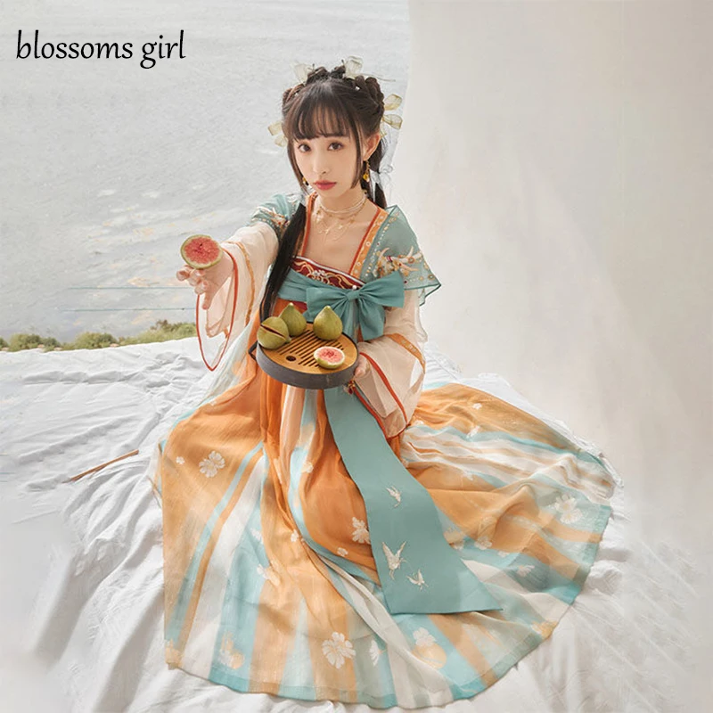 

Women Chinese Style Hanfu Traditional Dance Costume Han Dynasty Princess Clothing Oriental Tang Dynasty Fairy Dresses Outfit