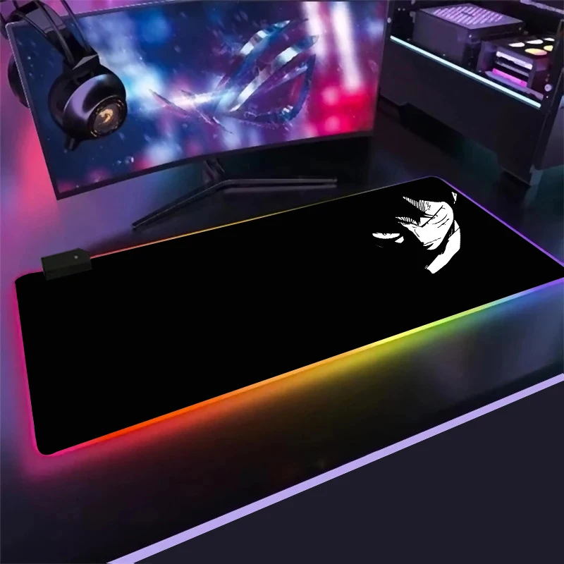 

Anime One Piece Large Computer Keyboard Mat Rgb Oversized Led Glowing Mouse Pad Gaming Luminous Mousepad USB for PC Game.
