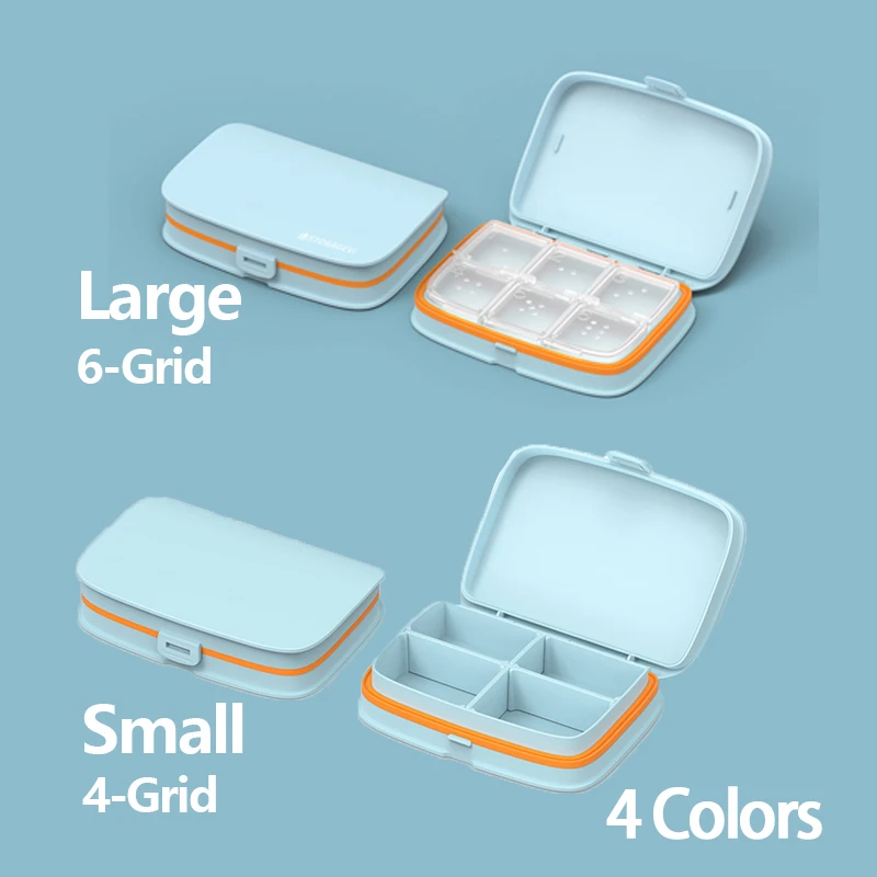 

1PCS 4 Colors Tablet Medicine Box Holder Storage Organizer Splitters Pill Container Case Pill Box Splitters Compartment Travel