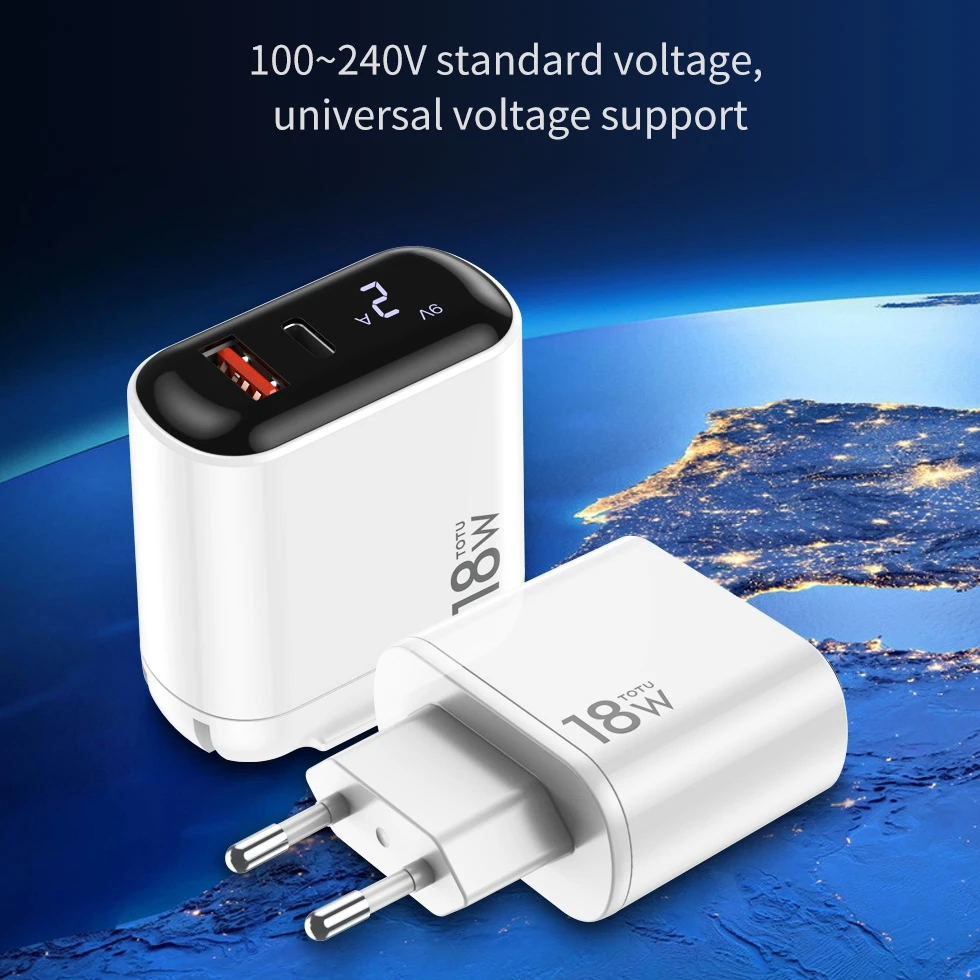 Сетевое зарядное устройство с двумя USB портами и светодиодным