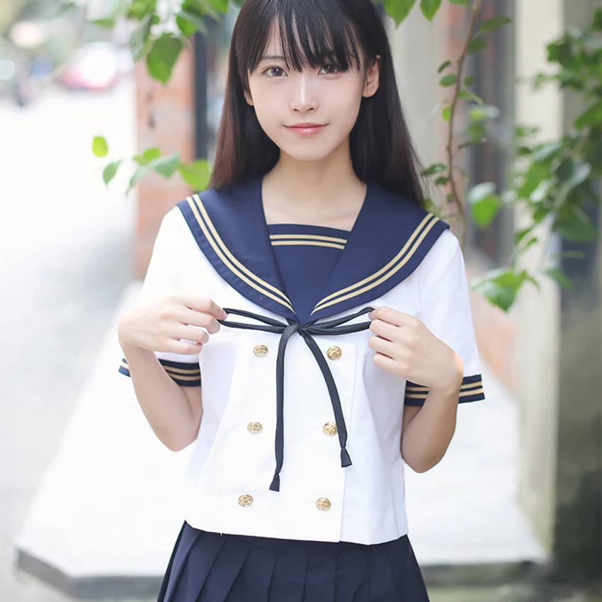 

High School Uniform Japanese Style Sailor Anime Skirts Korean Japan Style Academic Dress for Women Novelty JK Navy Kawaii Girls