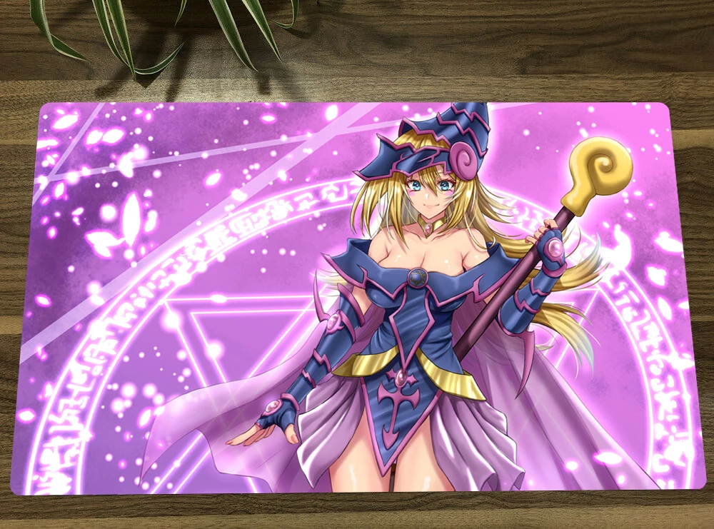 

YuGiOh Dark Magician Girl TCG Mat Anime Trading Card Game Mat CCG Playmat Anti-slip Desk Mat Mouse Pad 60x35cm Free Bag