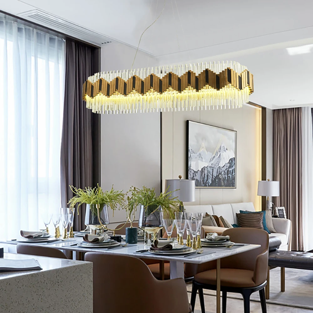 Youlaike rectangle chandelier lighting for dining room top luxury kitchen island crystal lamps modern glass light fixtures | Освещение