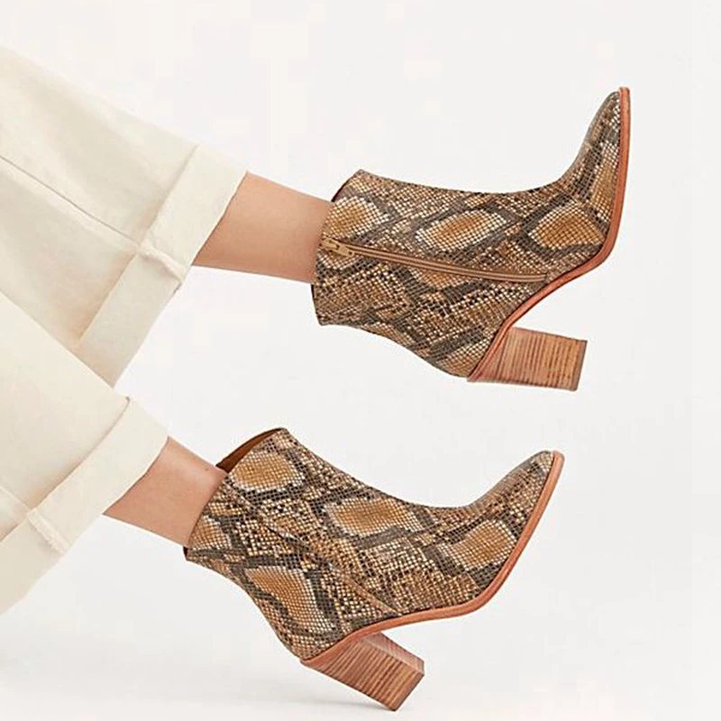 Новинка 2019 года модная женская обувь из замши и змеиной кожи сезон осень зима в