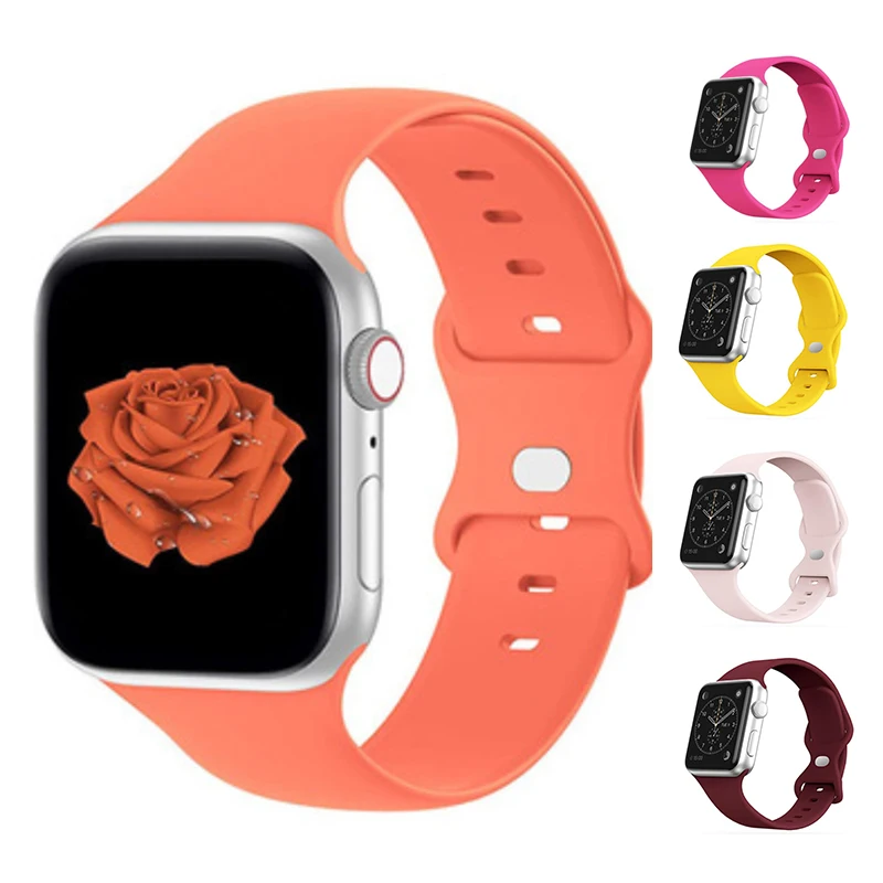 Sport Silicone Band For Apple Watch 6 SE 5 44mm 40mm Series 4 3 2 142mm 38mm Soft Silicone Bracelet Strap For Iwatch 5 4 3 2 1