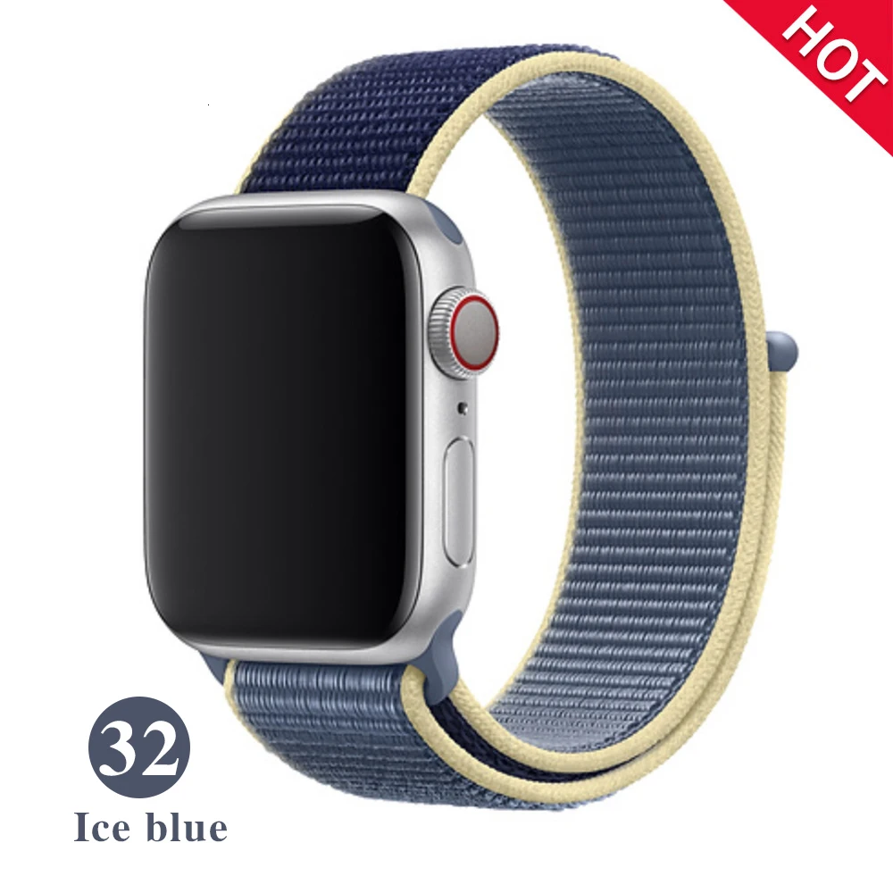 Спортивный ремешок для Apple Watch 42 мм 38 мм ремешок для часов 4 44 мм 40 мм Iwatch Серия 3 2 1 нейлоновый браслет дышащие аксессуары - Цвет ремешка: Ice blue