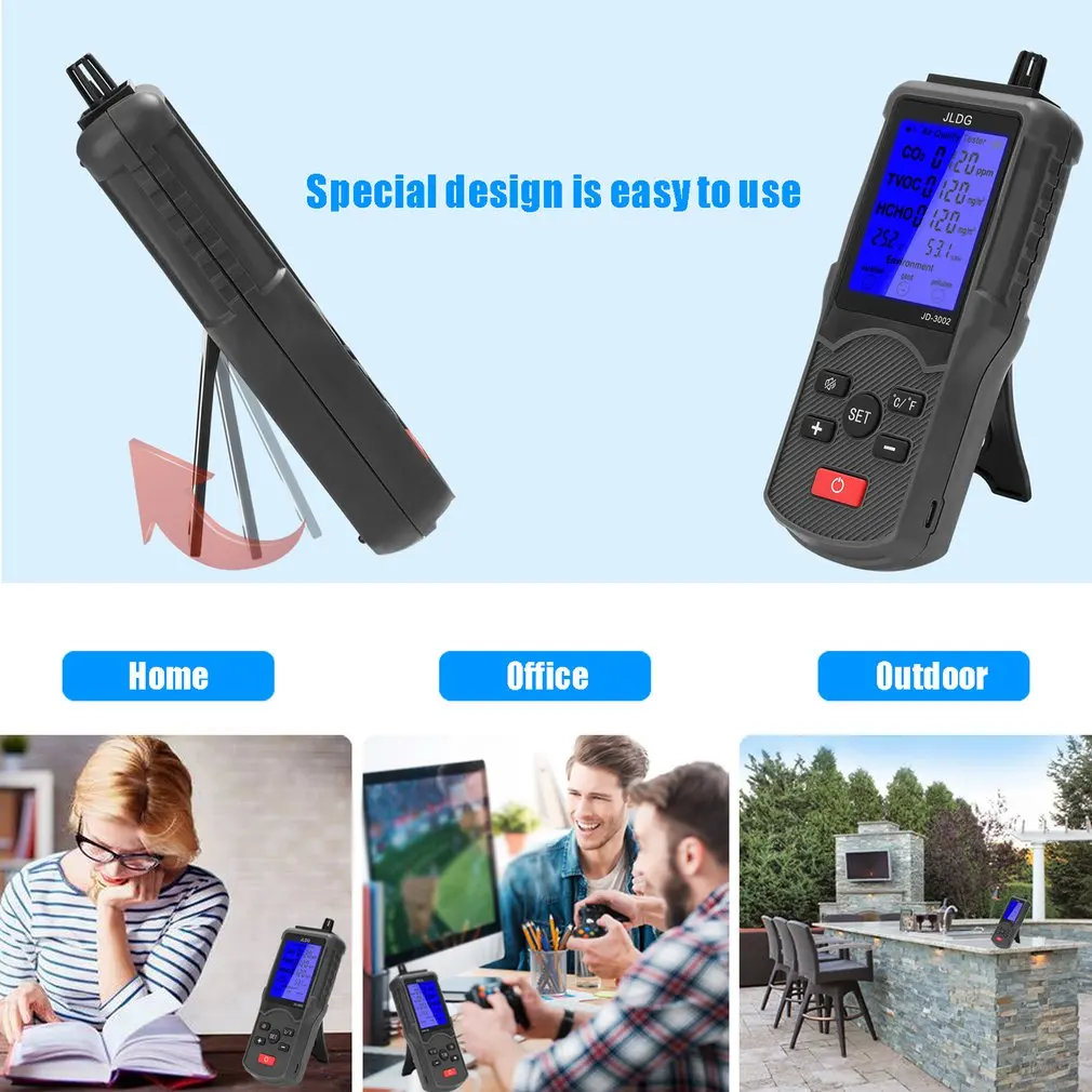 

Professional Carbon Dioxide Detector Multifunctional Air Quality Monitor Gas Detector PM2.5 HCHO TVOC Tester CO2 Meter Monitor