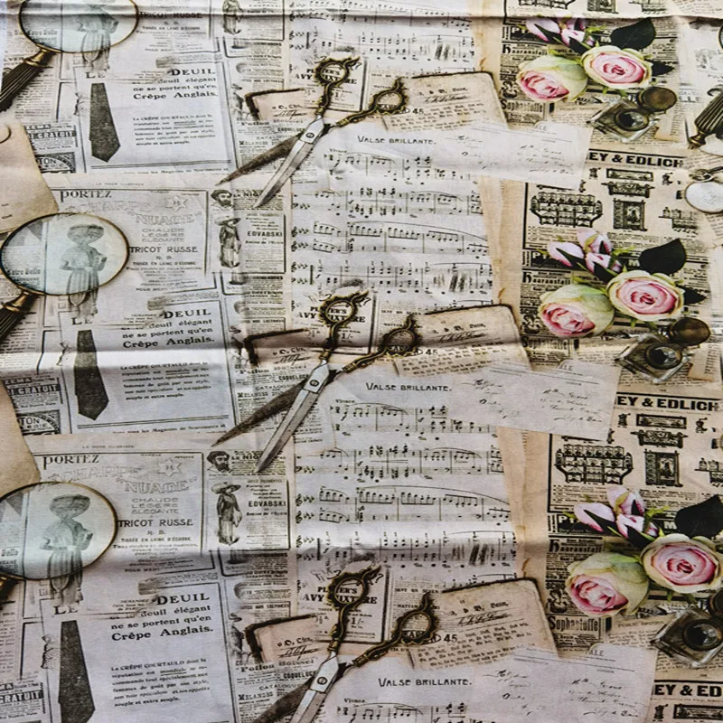 Газета музыкальная нота Роза 100% хлопок ткань для девочек одежда домашний