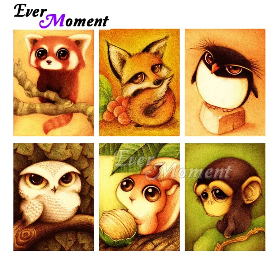 

Ever Moment Diamond Painting Big Eye Animal Mosaic DIY Full Square Resin Drills Embroidery Artwork Gift Home Decoration S2F2619