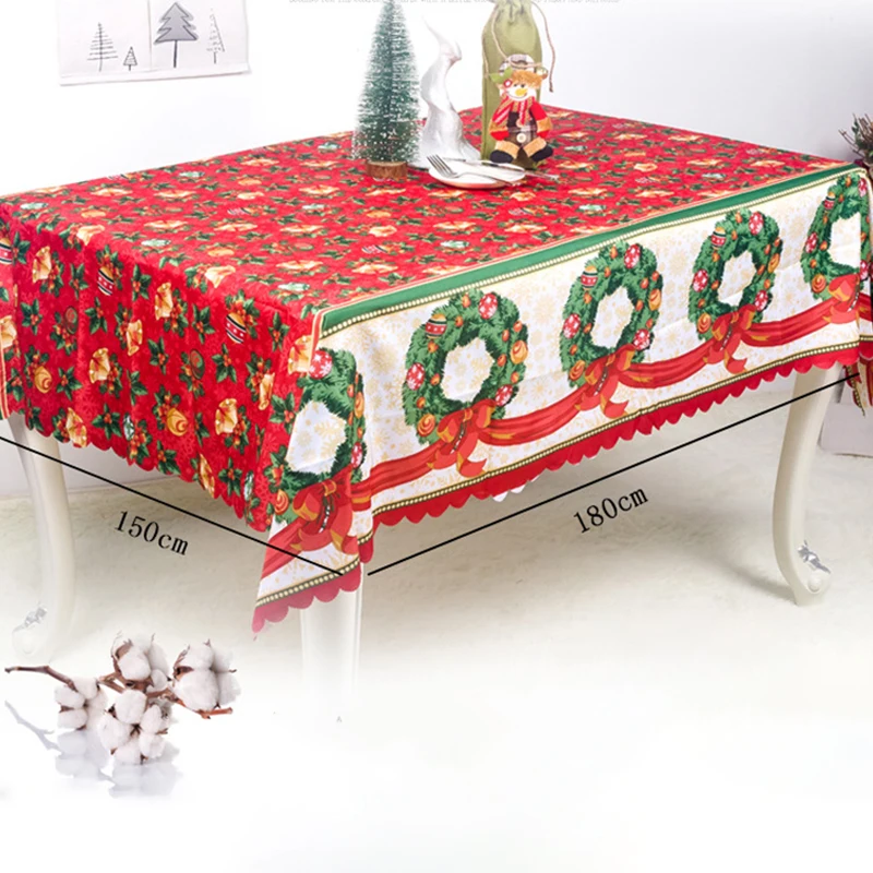 Красная скатерть для стола Рождественская с принтом 150*180 см Свадебный декор