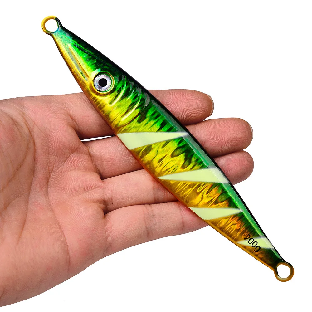 

Metal Jig Fishing Lures Bass Fishing Fluoresce Bait Weights 60-200g Fish Saltwater Lures Long Shot Isca Artificial Jigging Lure