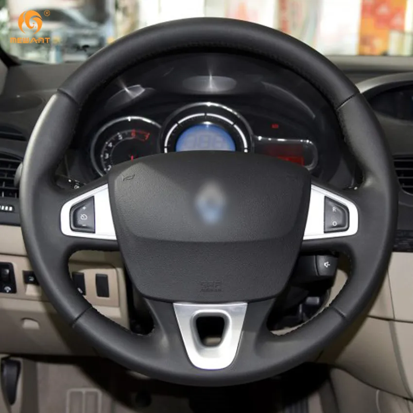 Оплетка рулевого колеса MEWANT из черной искусственной кожи для Renault Fluence ZE 2009-2016 Megane