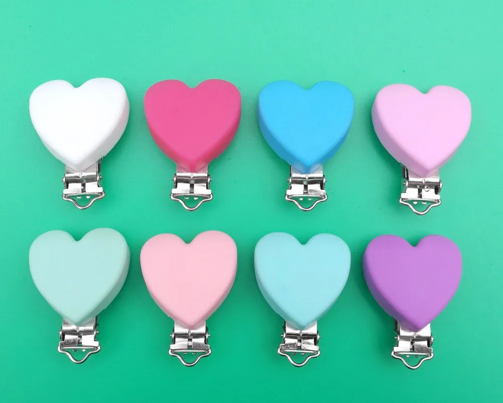 1 шт. силиконовый успокоитель в форме сердечка зажимы DIY детское кольцо для соски Прорезыватель пустышка для младенца ювелирные изделия игрушка Аксессуар Держатель Зажимы для прорезывателей
