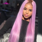 Оптовая продажа, цветной парик на сетке спереди, коричневый, фиолетовый, голубой цвет, прозрачные парики на сетке, бразильский прямой парик с детскими париками