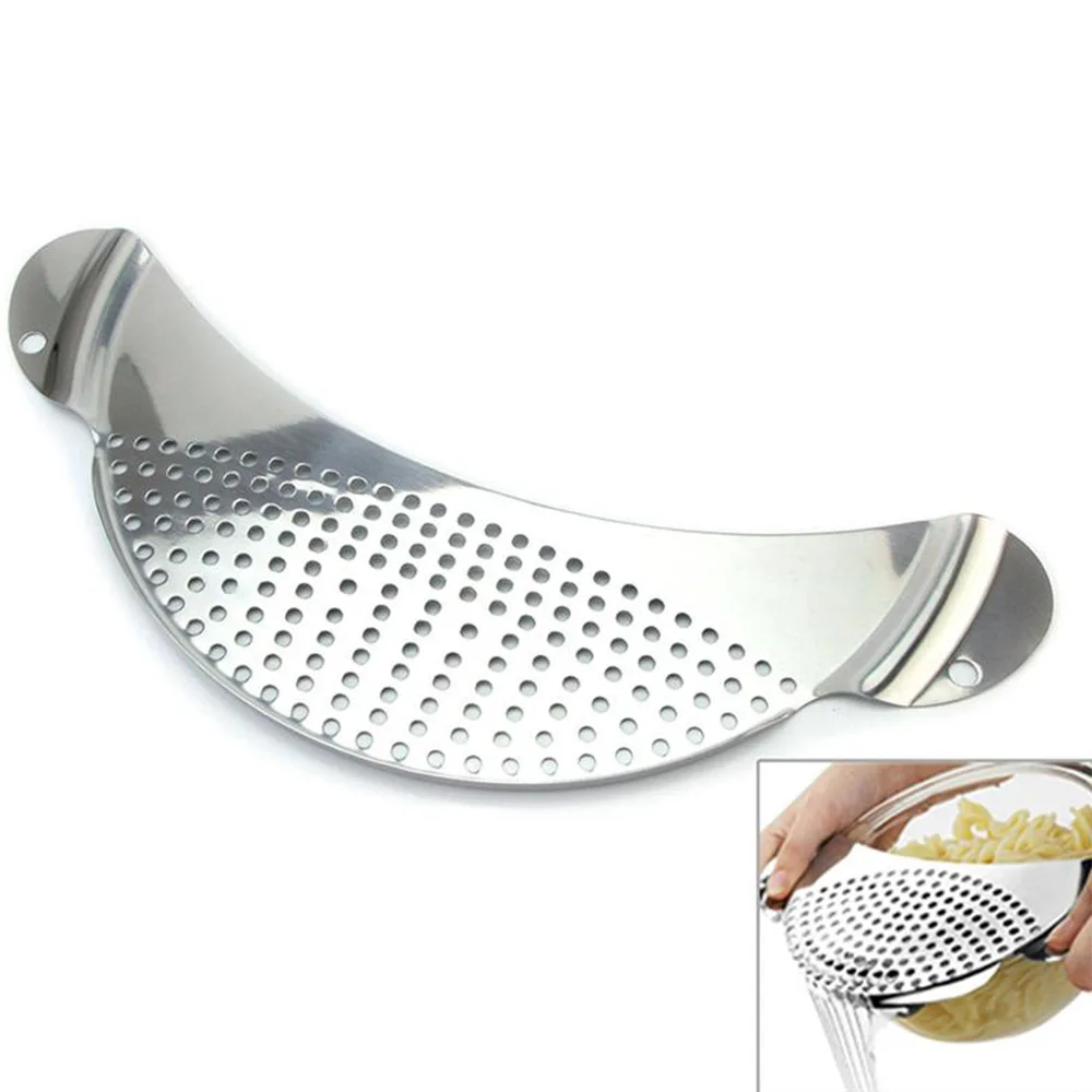 

Pot Strainer Pan Drainer for Home Kitchen Easy Draining Pot Strainer Stainless Steel Pasta Spaghetti Practical Draining Tool
