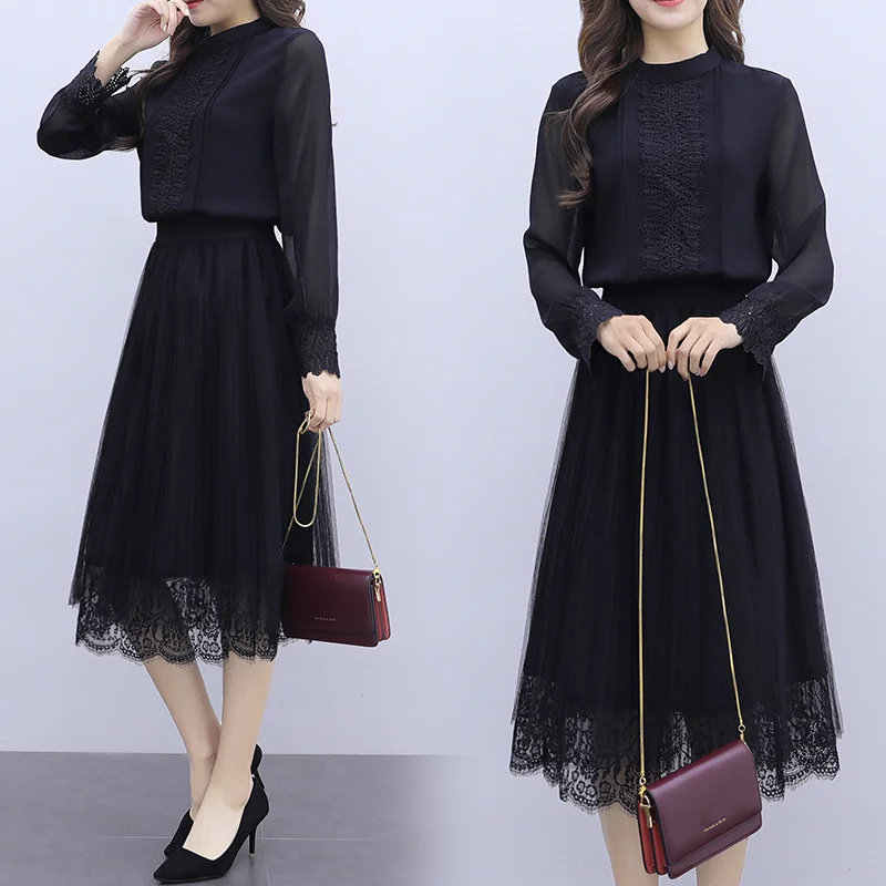 

Hepburn Style French Style Design Chic Black Dress 2021 Spring and Autumn New Fashionable High-End Light Mature Woman Dress