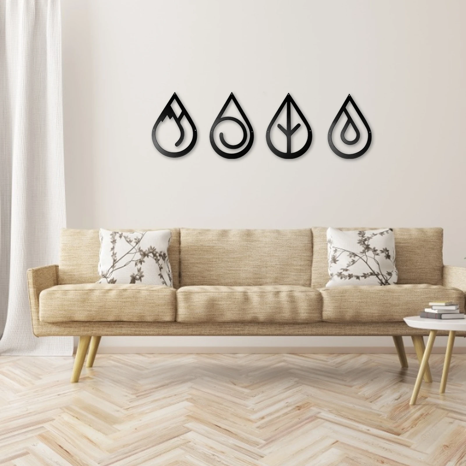 

4pcs Elements Of Nature Wall Decor Metal Wall Art Decorations Metal Wall Decor Wall Sign House Decor Office Decor trusted