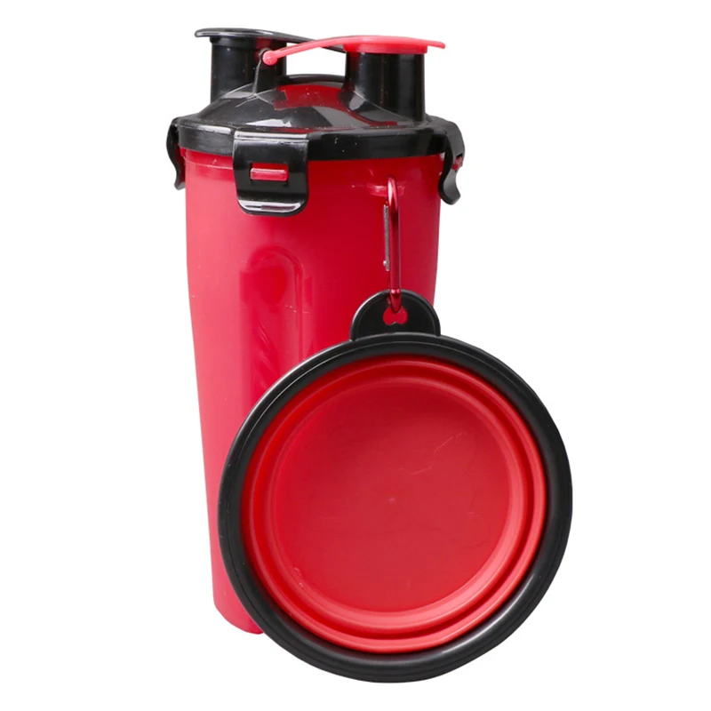 

Multifunction 2 in 1 Pet Feeder Dog Water Bottle Collapsible Dog Bowl Travel Outdoor Food Water Drinking Fountain For Dogs Cats