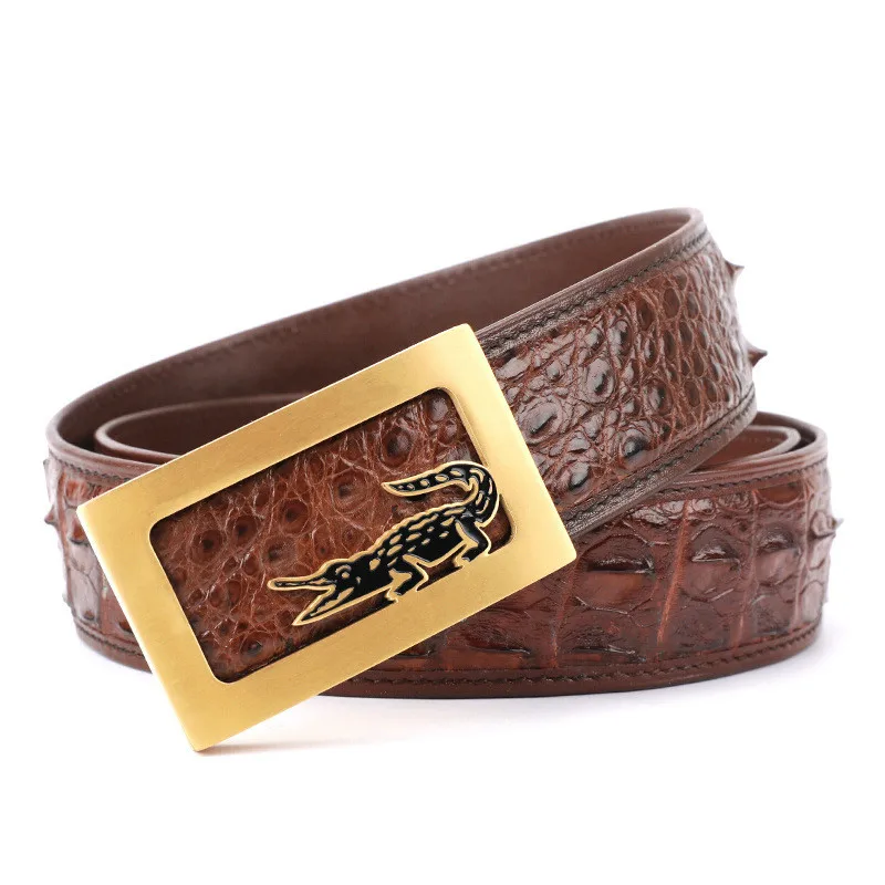 

crocodile waist belt male plate buckle button smooth Siamese leather luxury holographic cinto masculino gifts for men designer