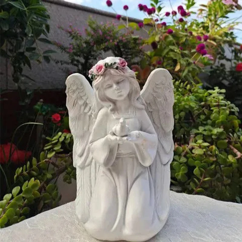 

Modern Angel Resin Decoration Sculpture Garden Statue Courtyard Ornaments Study Desktop Crafts Outdoor Gardening Wedding Decor